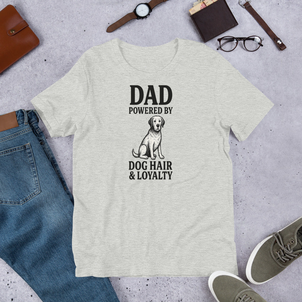 "Dad Powered by Dog Hair & Loyalty" – Fun Labrador T-Shirt