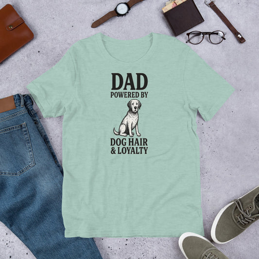 "Dad Powered by Dog Hair & Loyalty" – Fun Labrador T-Shirt