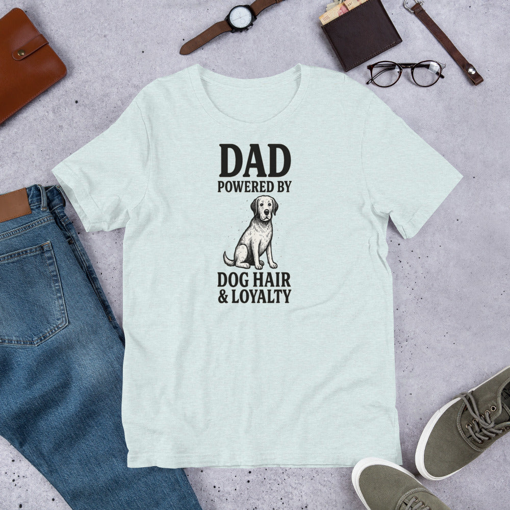 "Dad Powered by Dog Hair & Loyalty" – Fun Labrador T-Shirt