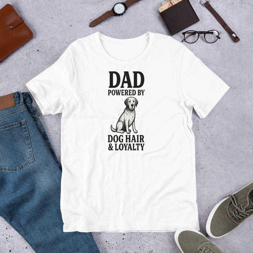 "Dad Powered by Dog Hair & Loyalty" – Fun Labrador T-Shirt